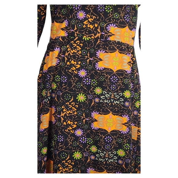 70s Vintage Liberty Circle Witchy Floral Long Sleeve Maxi Dress med large - Picture 4 of 9